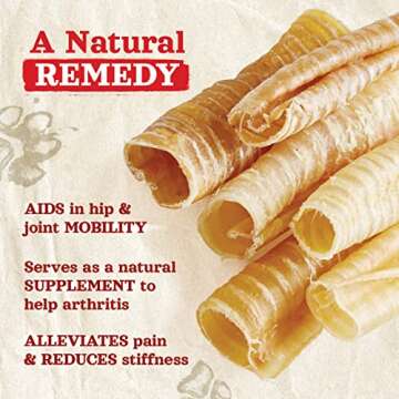 Natural Farm Beef Trachea for Dogs (6 Inch, 6 Pack)- 100% Beef,Odor Free Trachea Dog Chews- Glucosam...