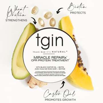tgin Miracle RepaiRx Curl Protein Reconstructor for Curly, Coily, and Wavy Hair, with Biotin and Bla...