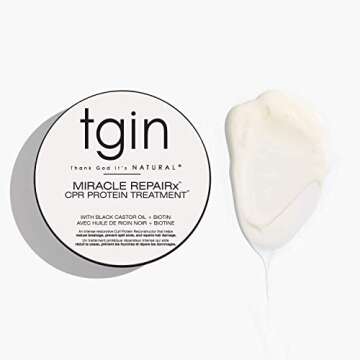 tgin Miracle RepaiRx Curl Protein Reconstructor for Curly, Coily, and Wavy Hair, with Biotin and Black Castor Oil, Nourishes and Restores Damaged, Color-Treated Hair, 12 oz