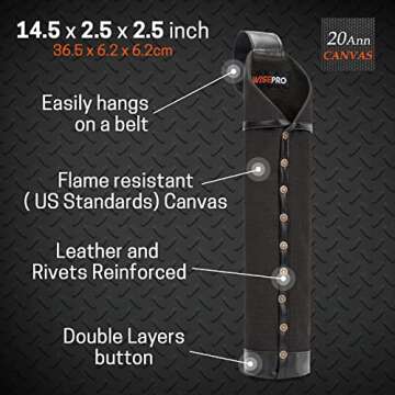 WISEPRO Flame-Resistant Electrode Bag, Canvas Welding Rod Pouch, Leather Electrode Holder with Belt ...