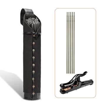 WISEPRO Flame-Resistant Electrode Bag, Canvas Welding Rod Pouch, Leather Electrode Holder with Belt Loops and Rivets Reinforced, 14.5 * 2.5 * 2.5 Inch