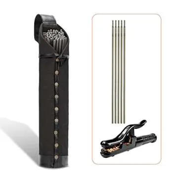 WISEPRO Flame-Resistant Electrode Bag, Canvas Welding Rod Pouch, Leather Electrode Holder with Belt Loops and Rivets Reinforced, 14.5 * 2.5 * 2.5 Inch