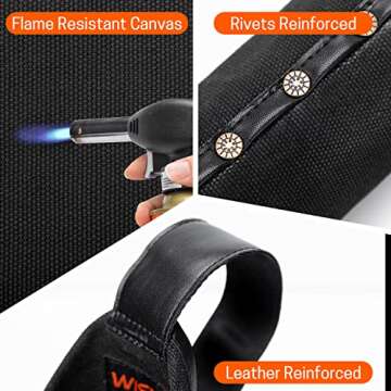 WISEPRO Flame-Resistant Electrode Bag, Canvas Welding Rod Pouch, Leather Electrode Holder with Belt Loops and Rivets Reinforced, 14.5 * 2.5 * 2.5 Inch
