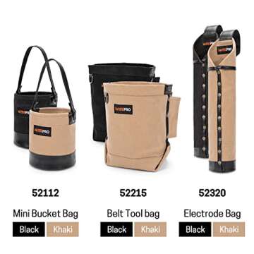 WISEPRO Flame-Resistant Electrode Bag, Canvas Welding Rod Pouch, Leather Electrode Holder with Belt Loops and Rivets Reinforced, 14.5 * 2.5 * 2.5 Inch