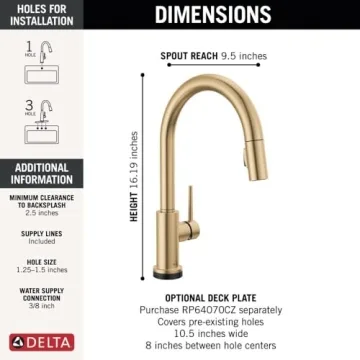 Delta Touch2O Kitchen Faucet in Champagne Bronze for Elegance