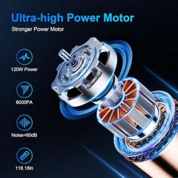 BKWITY Handheld Car Vacuum Cleaner with 8000PA Powerful Suction, Portable and Lightweight with Essen...