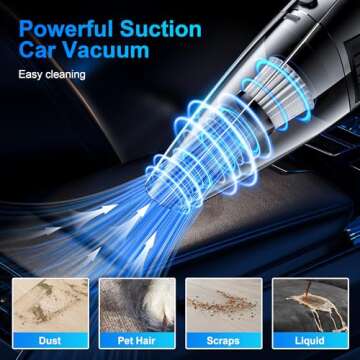 BKWITY Handheld Car Vacuum Cleaner - 8000PA Powerful Suction