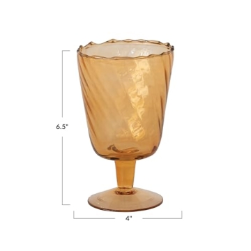 Creative Co-Op Glass Stemmed Vase/Votive Holder Amber