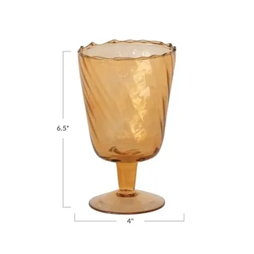 Creative Co-Op Glass Stemmed Vase/Votive Holder Amber
