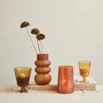 Creative Co-Op Glass Stemmed Vase/Votive Holder Amber