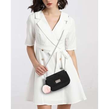 JSTRIVE Cute Purses for Teen Girls Gifts, Small Purse and Quilted Crossbody Bags for Women with Chai...