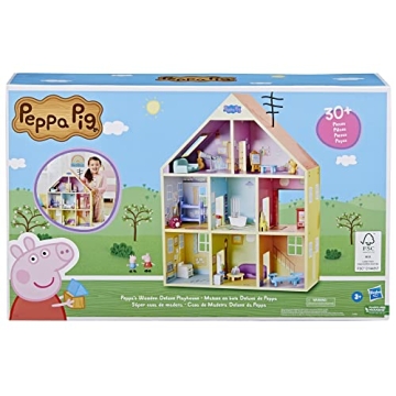 Peppa Pig Wooden Playhouse with 8 Rooms and 29 Accessories
