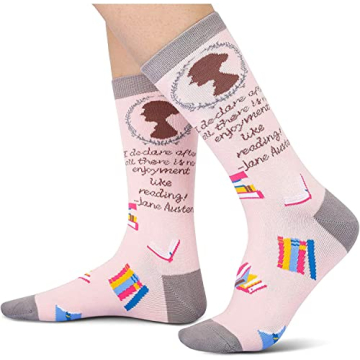 HAPPYPOP Jane Austen Gifts Literary Socks for Book Lovers