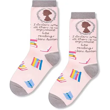 HAPPYPOP Jane Austen Gifts Literary Socks for Book Lovers