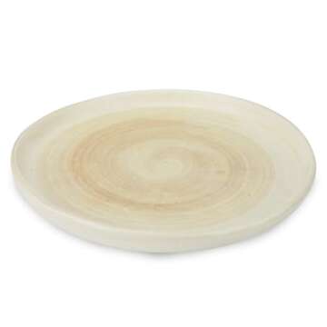 roro 7-inch Brown Beige Swirl Ceramic Appetizer Plates, Set of 2, Rustic Handmade