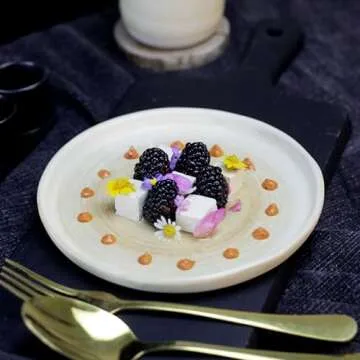 roro 7-inch Brown Beige Swirl Ceramic Appetizer Plates, Set of 2, Rustic Handmade