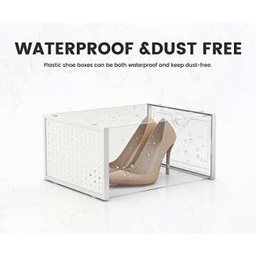 Pinkpum XXL Clear Plastic Stackable Shoe Boxes for Size 14