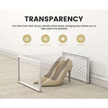 Pinkpum XXL Clear Plastic Stackable Shoe Boxes for Size 14