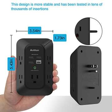 Shop Addtam 2 Pack USB Wall Charger Surge Protector - 5 Outlet