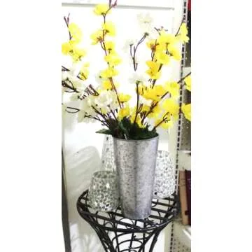 Hosley Enhance Your Decor with Set of 3 Galvanized Vases/French Buckets - 9" High Rustic Metal Flower Containers for Farmhouse Chic, Vintage Home and Garden Decor