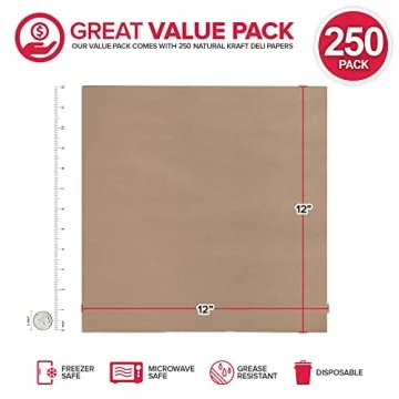 Natural Kraft Deli Sheets - 250 Pack of Eco-Friendly Food Wrappers