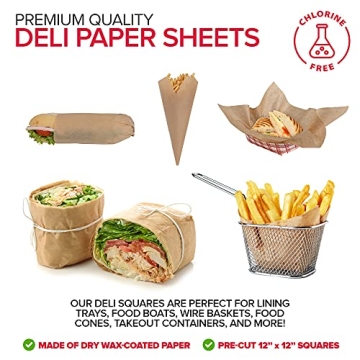 Natural Kraft Deli Sheets - 250 Pack of Eco-Friendly Food Wrappers