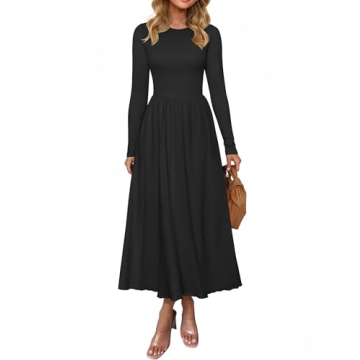 OQQ Women's Long Sleeve Maxi Dress - Effortlessly Elegant Casual Chic