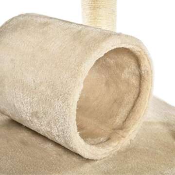 Amazon Basics Cat Tree Tower with Tunnel And Scratching Post - 19"L x 19"W x 43"H, Beige