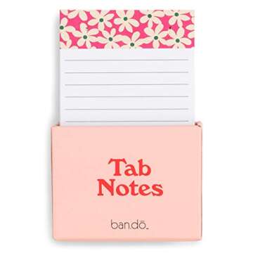 ban.do Take Note! Paper Tab Notes for Planners and Notebooks, Study Supplies Set Includes 90 Double Sided Book Tabs with Storage Box, Daisies