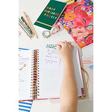 ban.do Take Note! Paper Tab Notes for Planners and Notebooks, Study Supplies Set Includes 90 Double Sided Book Tabs with Storage Box, Daisies