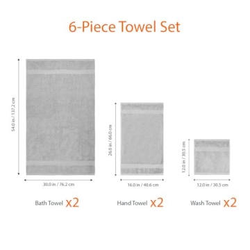 6-Piece Oversized Fade Resistant Towel Set for Bathroom