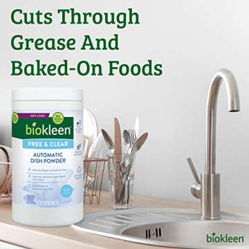 Biokleen Free & Clear Dishwashing Detergent- 64 Loads - Powder, Concentrated, Phosphate & Chlorine Free, Eco-Friendly, Non-Toxic, No Artificial Fragrance, Colors or Preservatives