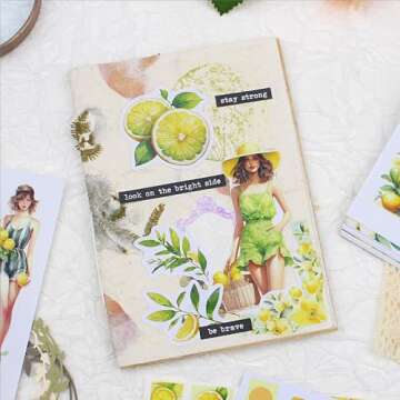 Dwpetzo Scrapbook Stickers for Journaling Adults, Pre-Cut Decorative Transparent Stickers, Aesthetic Scrapbooking Materials, Ephemera Book for Junk Journals, Scrapbook Supplies