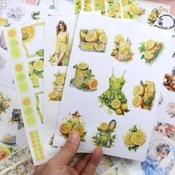 Dwpetzo Scrapbook Stickers for Journaling Adults, Pre-Cut Decorative Transparent Stickers, Aesthetic Scrapbooking Materials, Ephemera Book for Junk Journals, Scrapbook Supplies