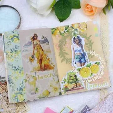 Dwpetzo Scrapbook Stickers for Journaling Adults, Pre-Cut Decorative Transparent Stickers, Aesthetic Scrapbooking Materials, Ephemera Book for Junk Journals, Scrapbook Supplies