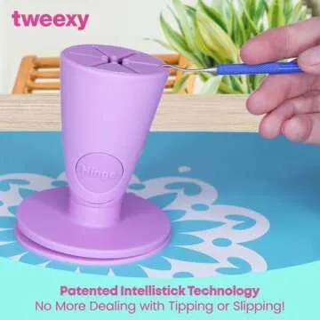 tweexy Hinge Untippable Vinyl Weeding Scrap Collector | IntelliStick Anti-Spill Airlock Suction Weeding Vinyl | HTV Crafting Adhesive Paper Sheet Holder | Weeding Tools for Vinyl (Standard, Lavender)