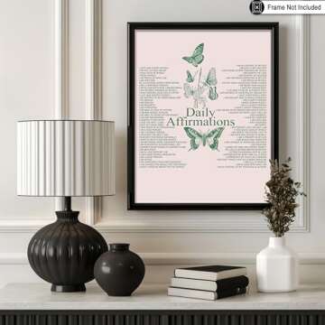 Poster Master Daily Affirmations Poster - Motivational Print - Butterfly Art - Positive Quotes Art - Gift for Men & Women - Inspiring Decor for Dorm, Bedroom or Living Room - 8x10 UNFRAMED Wall Art