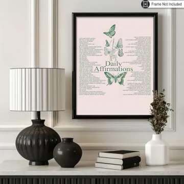 Poster Master Daily Affirmations Poster - Motivational Print - Butterfly Art - Positive Quotes Art - Gift for Men & Women - Inspiring Decor for Dorm, Bedroom or Living Room - 8x10 UNFRAMED Wall Art