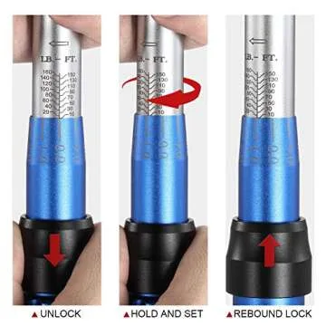 BULLTOOLS 1/2-inch Drive Click Torque Wrench Set Dual-Direction Adjustable 90-tooth Torque Wrench with Buckle（10-160ft.lb / 10-220Nm）