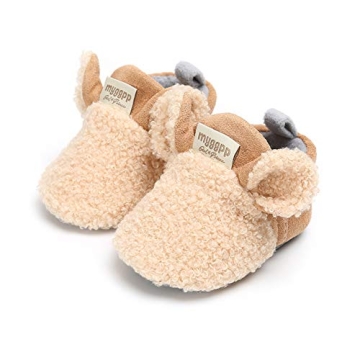 CARREAN Baby Boys Girls Soft Plush Slippers Cartoon Toddler Infant Warm Winter House Shoes (Khaki 6-...