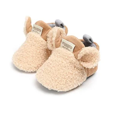 CARREAN Baby Boys Girls Soft Plush Slippers Cartoon Toddler Infant Warm Winter House Shoes (Khaki 6-...