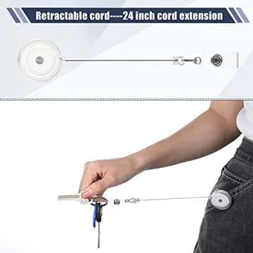 Fulmoon 50 Pcs Badge Reels Retractable with Swivel Alligator Clip, Round ID Badge Holders Nursing Name Badge Reels and and Vinyl Card Strap for Nurses Volunteer Students Teachers (Translucent Clear)