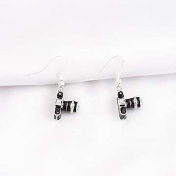 Tiny Camera Charm Drop Earrings Photography Gift Camera Dangle Earrings Photographer Earrings (Camera Earrings)