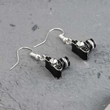 Tiny Camera Charm Drop Earrings Photography Gift Camera Dangle Earrings Photographer Earrings (Camera Earrings)