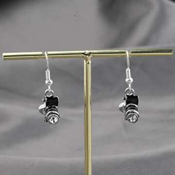Tiny Camera Charm Drop Earrings Photography Gift Camera Dangle Earrings Photographer Earrings (Camera Earrings)