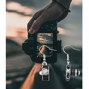 Tiny Camera Charm Drop Earrings Photography Gift Camera Dangle Earrings Photographer Earrings (Camera Earrings)