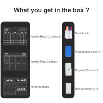 Popbricks 3Pcs Calendar for Fridge - 15.7" x 11.8" Transparent Planning Boards