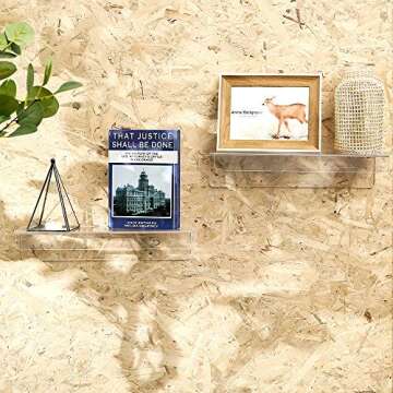 CY craft Clear Acrylic Floating Shelves Display Ledge, 5 MM Thick Wall Mounted Storage Shelf for Kit...