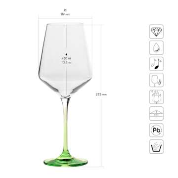 Krosno White Wine Glasses 4, Set of 4 Color Stemmed Glasses, Wedding Gift, Party Crystal Glass, Lead...