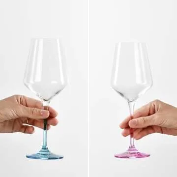 Krosno White Wine Glasses 4, Set of 4 Color Stemmed Glasses, Wedding Gift, Party Crystal Glass, Lead-Free, Durable, Scratch Resistant, Gift Idea, Made in Europe